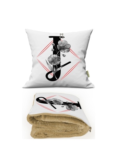 J Harfi Baskılı Kişiye Özel Dekoratif Yastık + Opsiyonel Battaniye