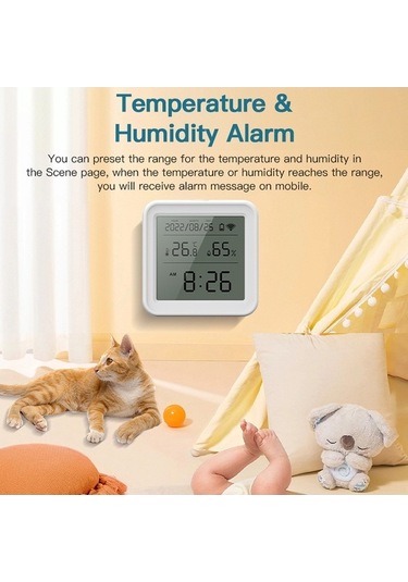 Novahub Wi-fi Sıcaklık Ve Nem Sensörü - Alexa & Google Home, Alarm, Veri Kaydet, Nem Eğrileri