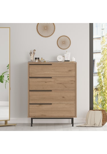 Robin Home Lidya Şifonyer 4 Çekmece Metal Ayaklı Sepet
