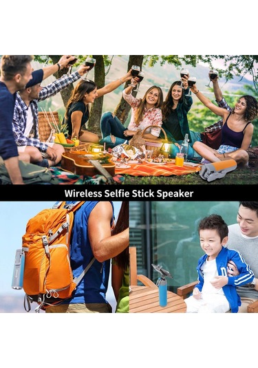 Gajeena Mavi Bluetooth Hoparlör, 5200mah Power Bank, Flaş Işık, Telefon Stantı, Uzatılabilir Selfie Çubuğu Ve Ellerden Uzak Arama Desteği