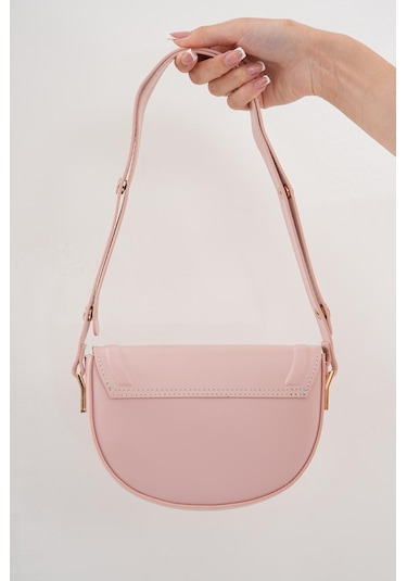 Acı Kahverengi Suni Deri Ayarlanabilir Askılı El ,kol Ve Omuz Çantası Açık Pembe