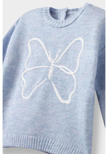 Defacto Bisiklet Yaka Triko Mavi Kız Bebek Kazak F2589a5/be216 Mavi