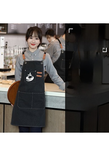 Yuntech01 Mutfak Ve Kahve Dükkanları İçin Suya Ve Yağa Dayanıklı, Estetik Tasarım, Özel Yazı Baskılı Çalışma Apronu - Mavi