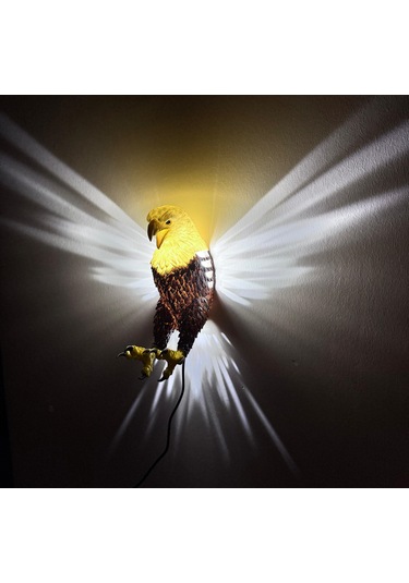 Kablolu Realistik Kartal Modelli Duvar Apliği Dekoratif Aydınl Kahverengi