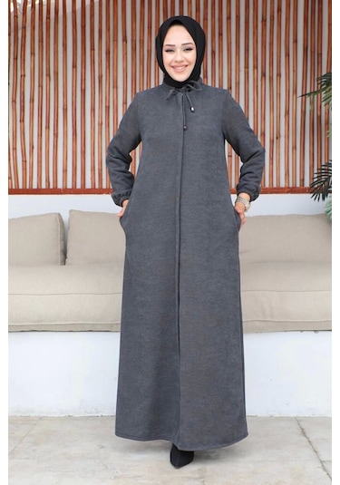 Şönil Kumaş Kışlık Comfort Ferace / Gri - F0501 Gri