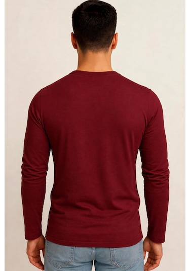 Axxel Erkek Bordo Uzun Kollu T-shirt-d240 Bordo