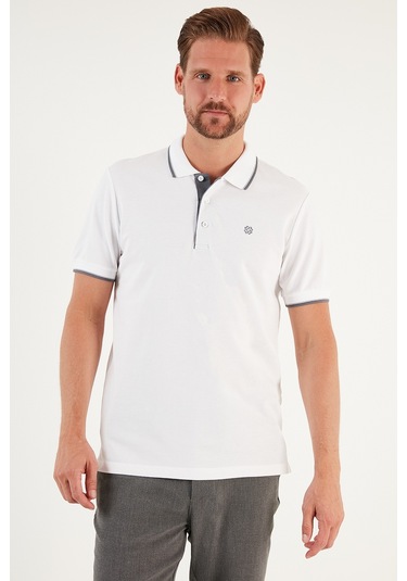 Buratti % 100 Pamuk Düğmeli Regular Fit Erkek Polo Yaka T Shirt 5902118 Beyaz