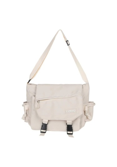 Cordial Büyük Kapasiteli Nylon Sırt Çantası - Şık Günlük Çapraz Çanta Beyaz Beyaz