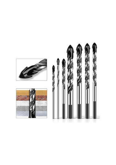 Yunboo Carbide Uçlu 5'li Matkap Ucu Seti: 6/6/8/10/12mm, Fesleğen Tipi, Cam/çini/beton Delme, Toz Temizleme, Kararlı Tutuş