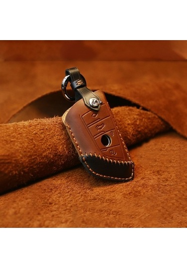 Tongxida Bmw Blade Uyumlu 3 Anahtar Deri Koruyucu Kahverengi