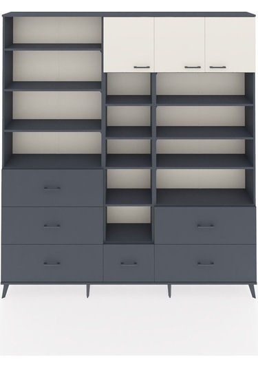 Arges Dolap 17 Raflı 6 Çekmeceli 3 Kapaklı 220x30x243 Antrasit-aytaşı/antrasit Aytası/antrasıt