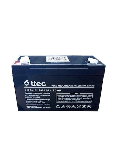 Ttec 6 Volt 12A Akü - 6V 12 Ah Bakımsız Kuru Akü 2024 Üretim