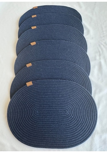 Jüt Amerikan Servis Sofra Altlığı, Masa Dekoru Supla Oval 30x40 6lı Lacivert