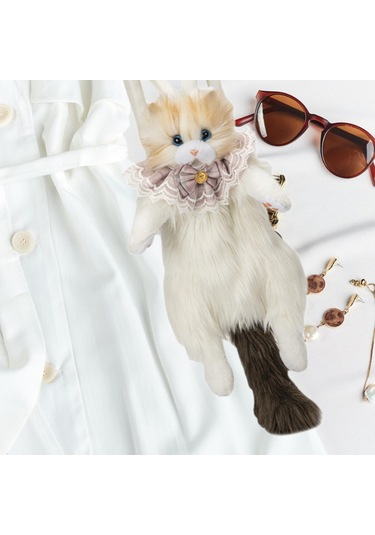 Suntek Sevimli Doldurulmuş Kedi Şekilli Sırt Çantası Kahverengi