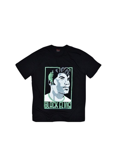 Black Elvis Tişört Baskılı T-shirt SIYAH Siyah