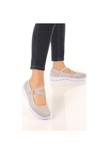 Nstil Kadın Babet Kolay Giyilebilir Hava Alabilen Hafif Rahat Taban Esnek Günlük Spor Ayakkabı 048 Taş