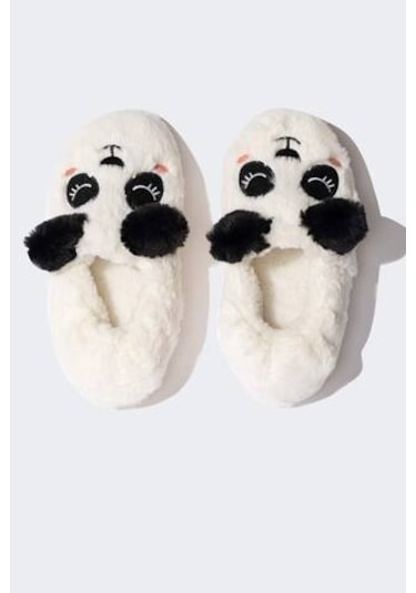 Defacto Kız Çocuk Panda Temalı Kalın Taban Ev Terliği D3439A824WNWT1 Beyaz