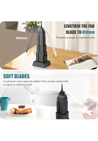 Kosona Siyah Tahta Üstü Uçucu Kovucu Fan - Işık Refraktörü İle Sessiz Çalışır, Asma Kancasıyla İç/ Dış Kullanım İçin Portatif
