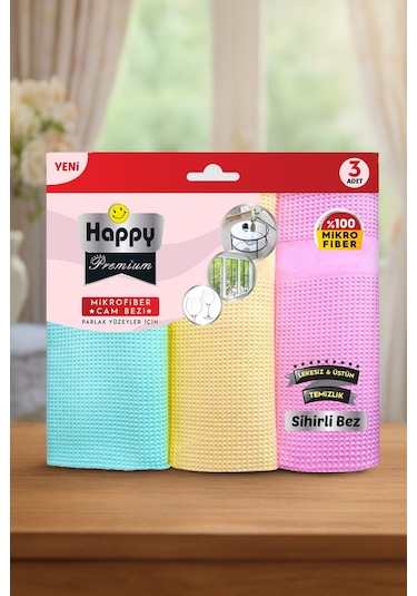 Happy Mikrofiber Premium Sihirli Cam bezi 3'lü
