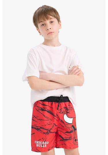 Defacto Erkek Çocuk Nba Chicago Bulls Deniz Şortu E6484a825hsrd44 Kırmızı