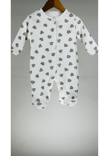 Kalpli Patikli Çıtçıtlı %100 Pamuklu Kız Bebek Tulum 001