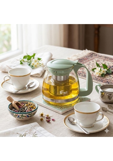 Paçi 700 Ml Süzgeçli Cam Çaydanlık Üstü Demlik Mav Mavi