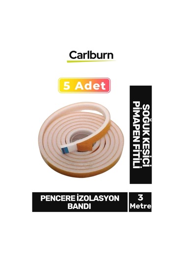 5 Adet 3 Metre İzolasyon Bandı Yapışkanlı Cam Yalıtım Süngeri Rüzgar Soğuk Kesici Pimapen Fitili 0.05 M