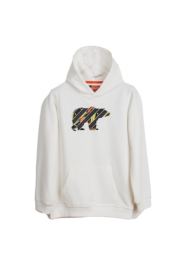 Bad Bear Mono Beyaz Çocuk Kapüşonlu Sweatshirt-Off-Whıte Çok Renkli