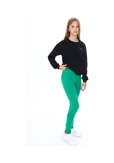 Toontoy Kız Çocuk Baskılı Taytlı Takım Siyah