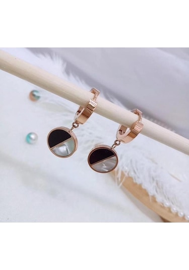 Oasis Rose Renk Kararmayan Bayan Çelik Halka Küpe Rose Gold