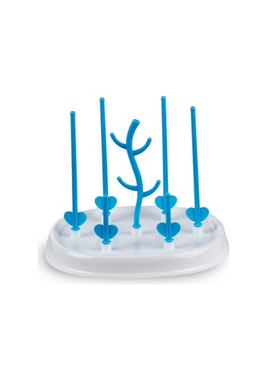 Sones Bebek Biberon Kurutma Rafı Basit Ağaç Şekli Temizleme Kurutma Makinesi Çıkarılabilir Kullanışlı Bebek Süt Kupası Emzik Tutucu Mavi