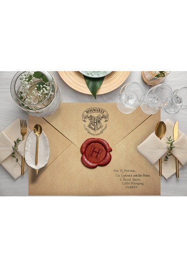 Adawall Home Harry Potter Letter Kumaş Amerikan Servis 4'lü Set Bej