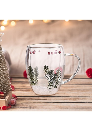 Suntek Noel Cam Kahve Kupa 350 Ml Çay Süt Kupası Doğum Günü