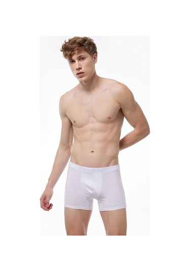 Malabadi 058 Erkek Modal Likralı Boxer-Beyaz