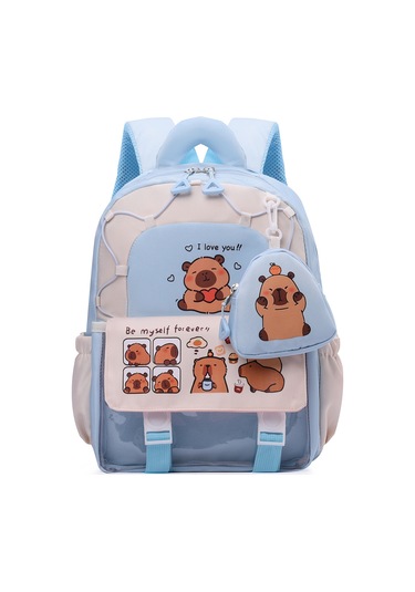 Hafif Rahat Çocuk Sırt Çantası Yeni Büyük Kapasiteli Karikatür Sevimli Kız Sırt Çantası Oxford Bez Okul Çantası mavi