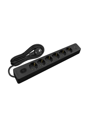 Seldur Kablolu Usb/type-c 20 W Hızlı Şarj 6'lı 2 Metre Siyah Grup Priz 2 M