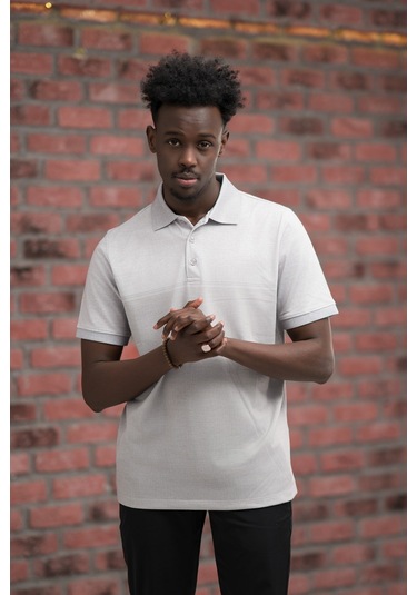 Advante Regular Fit Likralı Pano Desenli Polo Yaka T-shirt Gri