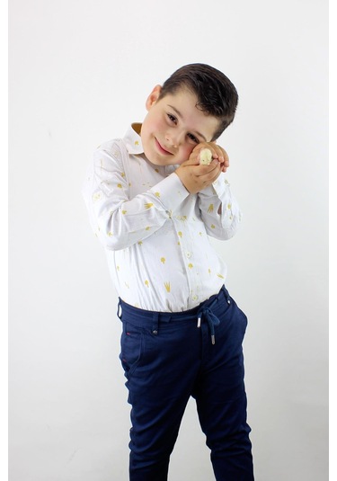 Doctor Junior Erkek Çocuk Katlanır Kollu Slim Fit Gömlek Sarı