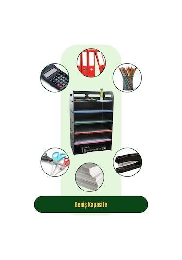 Masa Düzenleyici Organizer Evrak Rafı Masaüstü Organizer Model 5 - Siyah