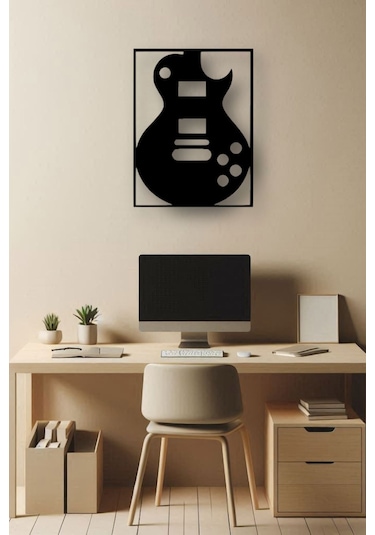 Ahşap Tablo Dekoratif Duvar Süsü Ev Ve Ofis İçin Müzik Ve Gitar Temalı
