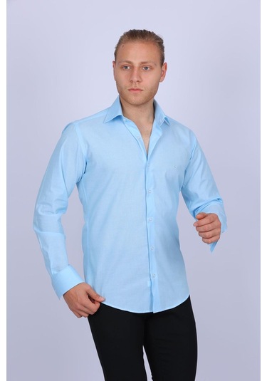 Evente Slim Fit Mavi Filafil Erkek Gömlek Slm-5088-eve