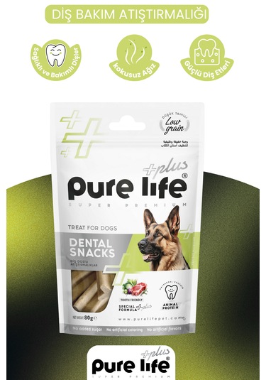 Purelife Plus Diş Dostu Köpek Atıştırmalıkları 80gr