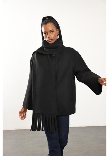 Siyah Atkılı Kaşe Mont D99800 Siyah