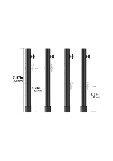 4 Adet / Set Masa Ayağı Genişletici Tezgah Yükseklik Arttırıcı, Uzunluk: 20cm Siyah Siyah