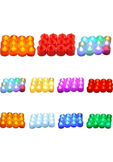 Led Mum Çok Renkli Lamba Simülasyonu Renkli Alevsiz Işık Ev Düğün Doğum Günü Partisi Dekorasyonu Festival Çay Işığı Mumları Beyaz Kutu Yanıp Sönen Beyaz Işık Olmadan Tam Kutu Çok Renkli