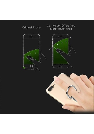 Cep Telefonu Halka Tutucu, 2 Paket Set, 360 Derece Ayarlanabilir Halka Tutucu, Manyetik Araç Cep Telefonu Tutucusuna Uygun Ve Siyah