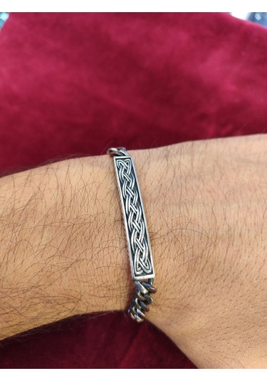 Modagümüşevi 925 Ayar Gümüş Desenli Gurmet Erkek Bileklik