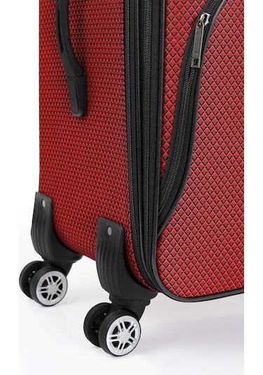 Oleets 8 Tekerli Su Geçirmez Kumaş Büyük Boy Valiz Bordo