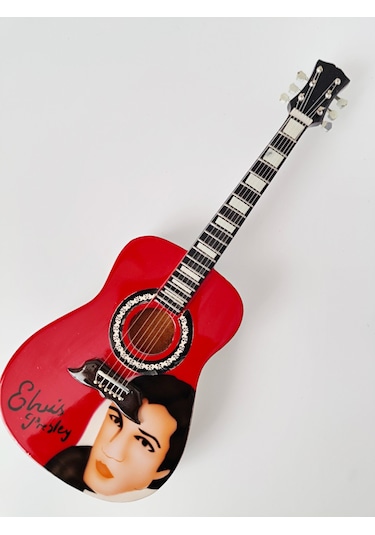 El Yapımı 1/4 Ölçek Minyatür Elektro Akustik Gitar Elvis