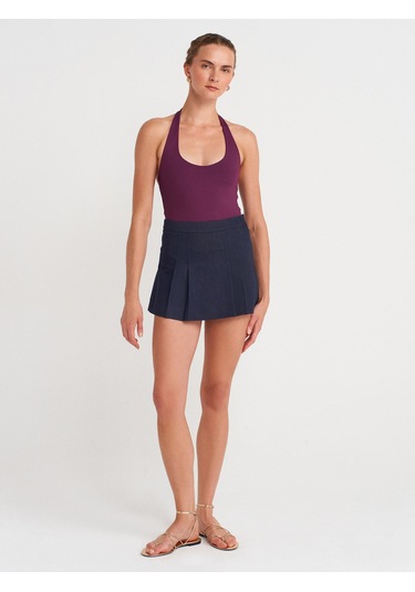 Dilvin 31753 Halter Yaka Top-mor Mor